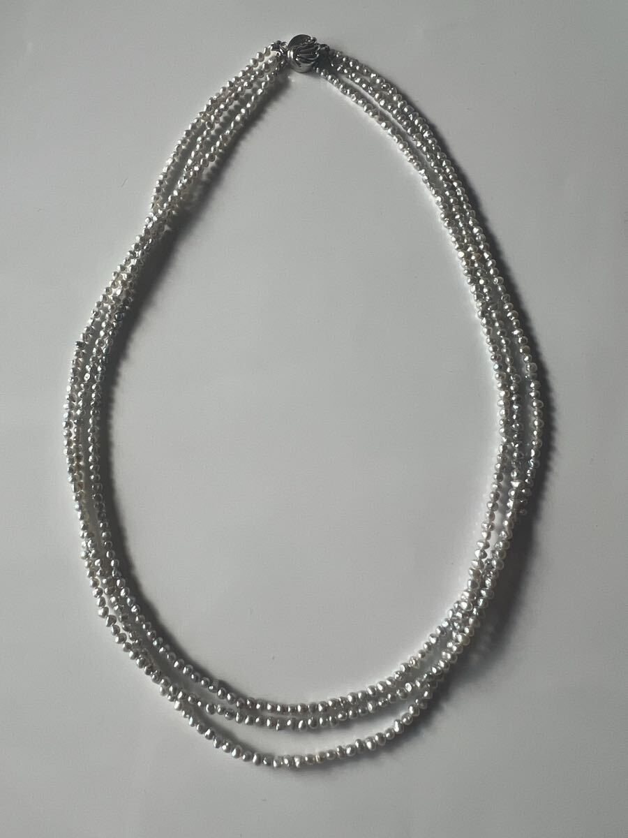 ☆SILVER刻印　バロックパール3連 ネックレス_画像1