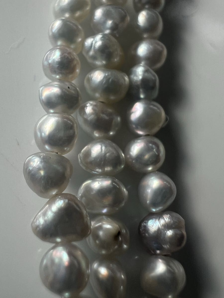☆SILVER刻印　バロックパール3連 ネックレス_画像2