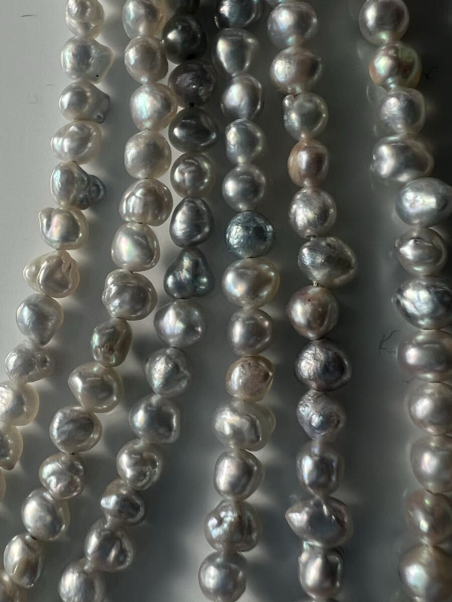 ☆SILVER刻印　バロックパール3連 ネックレス_画像4