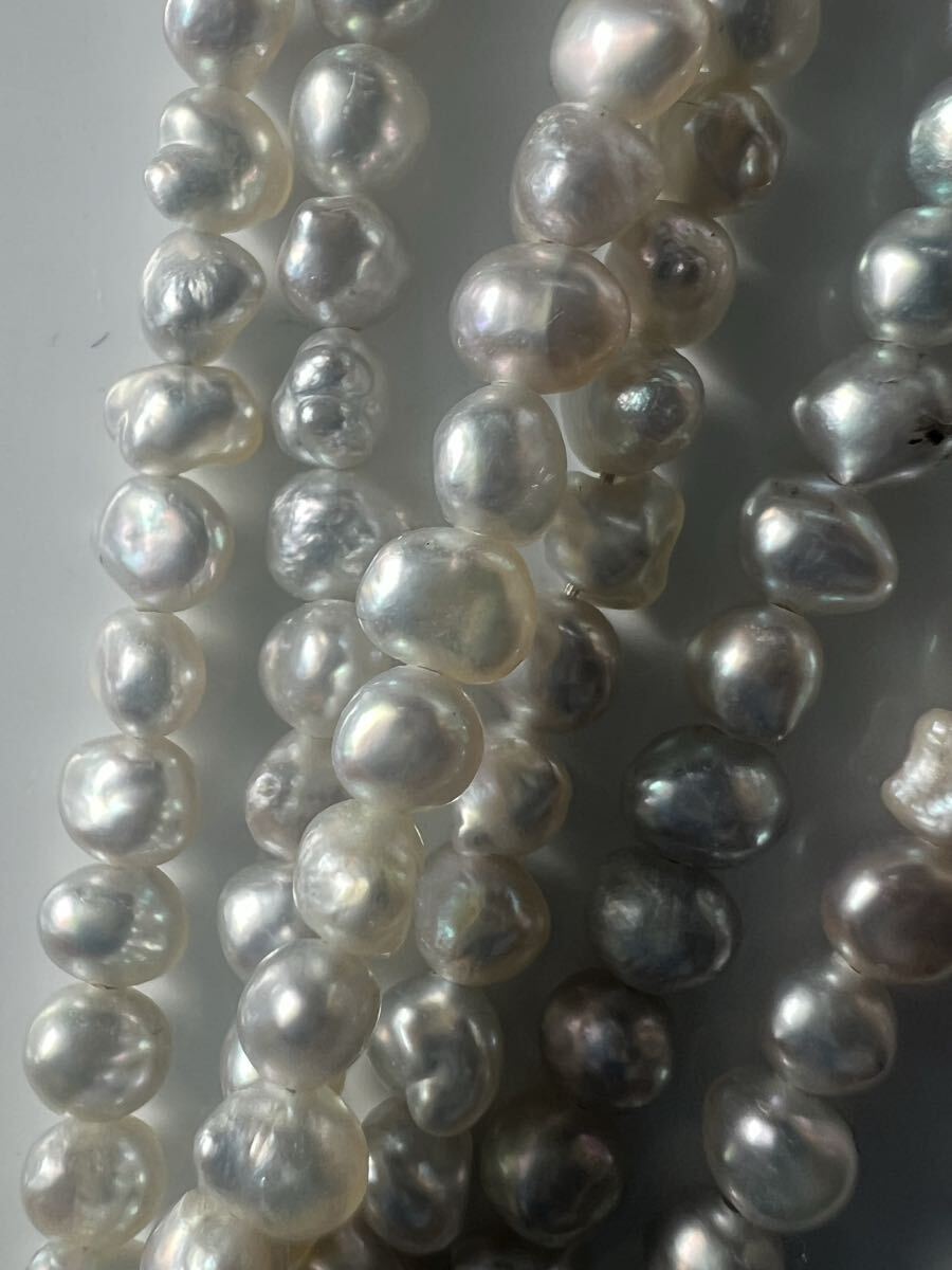 ☆SILVER刻印　バロックパール3連 ネックレス_画像5