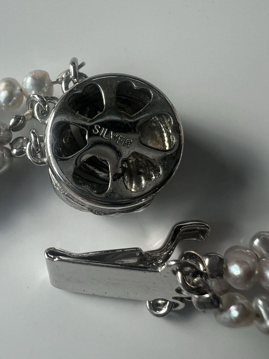 ☆SILVER刻印　バロックパール3連 ネックレス_画像8