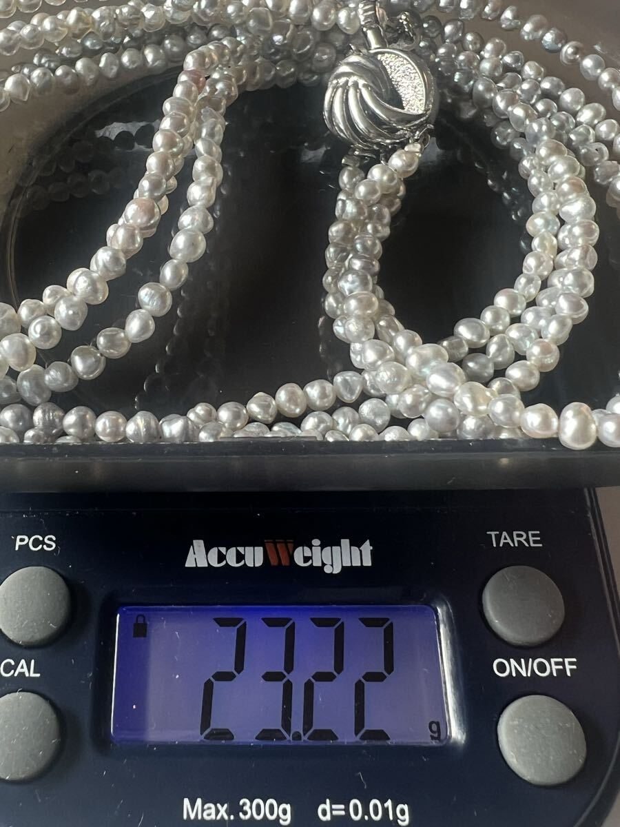 ☆SILVER刻印　バロックパール3連 ネックレス_画像9