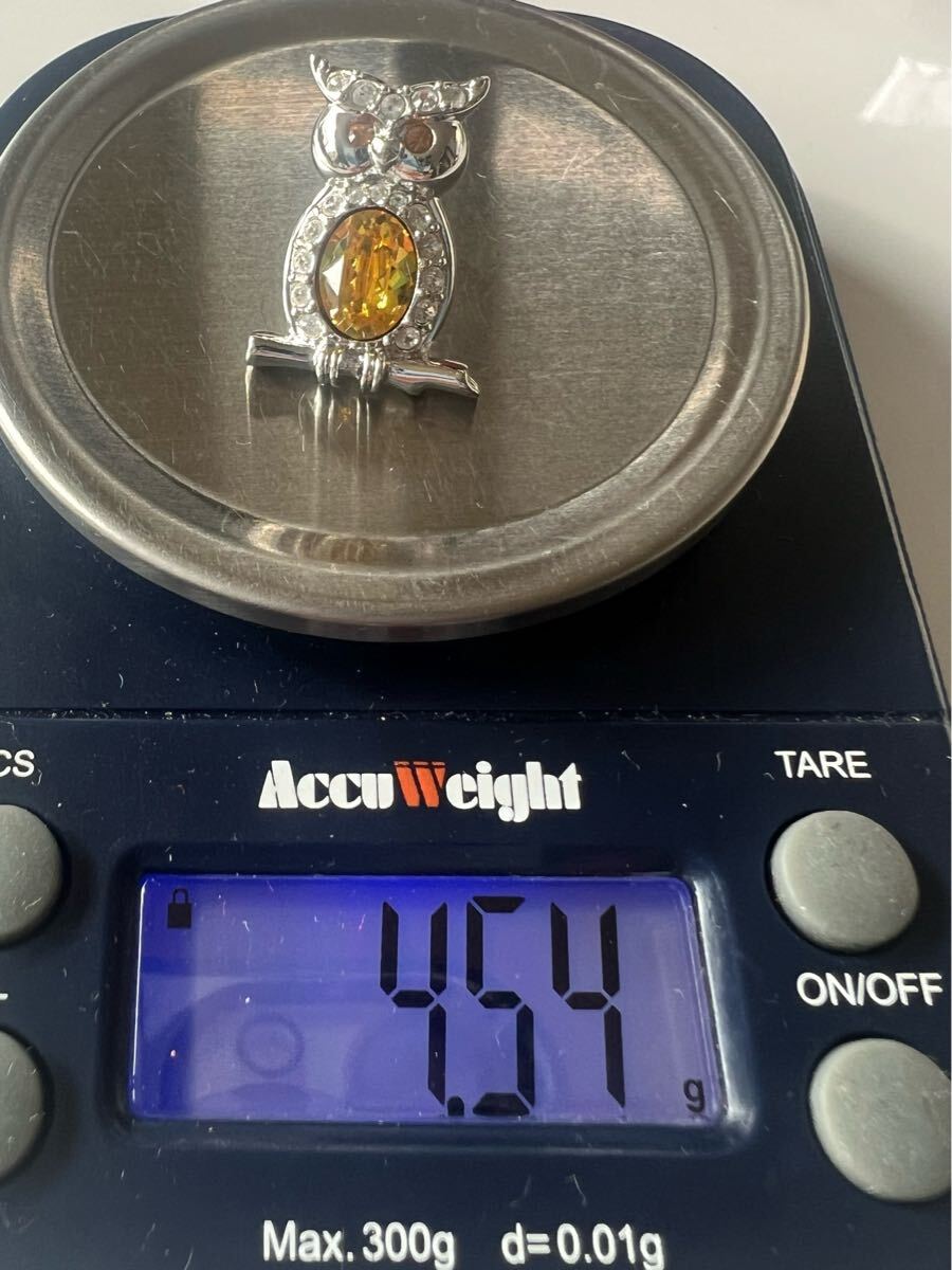 ☆スワロフスキー マーク刻印　フクロウピンブローチ_画像9