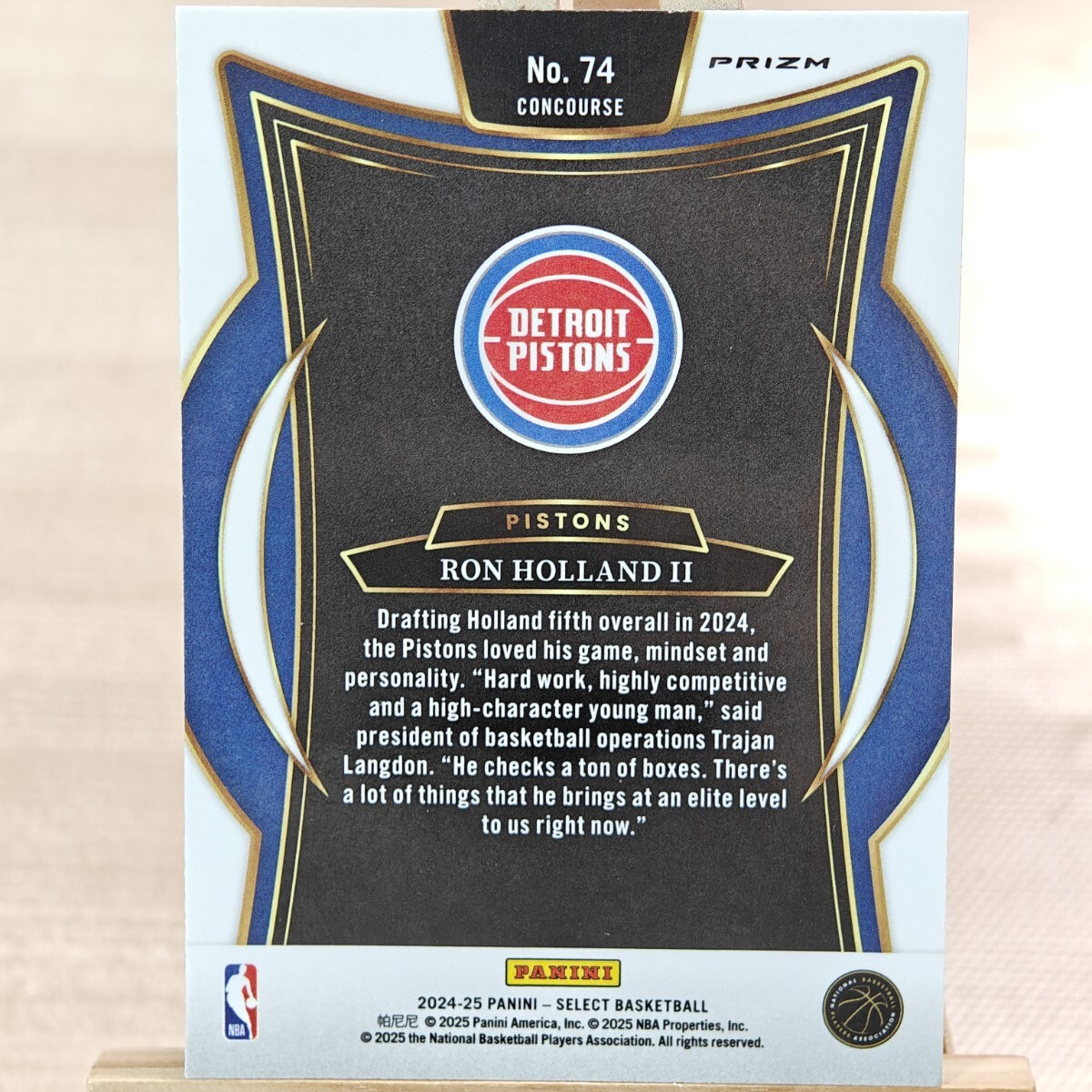 ロン・ホランド 2024-25 Panini Select Concourse Blue Ice Ron Holland RC デトロイト・ピストンズ_画像2