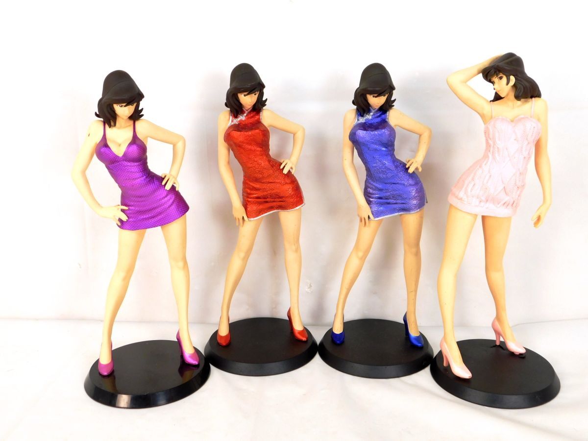 T908★ルパン三世DX 組立式ドレスアップ峰不二子フィギュア 4体 メタリックカラードレス ニットワンピースなど 全長約27cm/送料780円〜_画像1