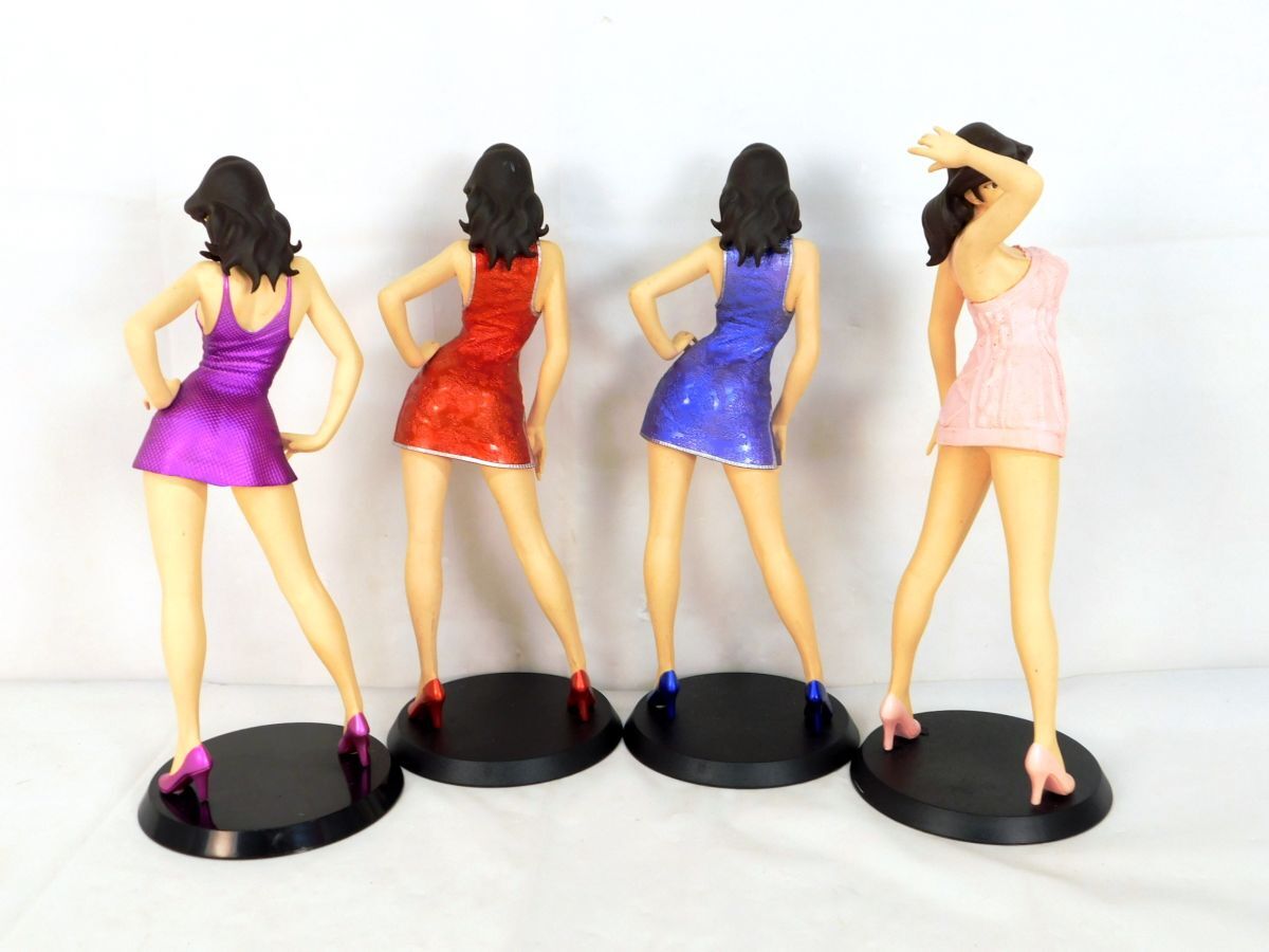 T908★ルパン三世DX 組立式ドレスアップ峰不二子フィギュア 4体 メタリックカラードレス ニットワンピースなど 全長約27cm/送料780円〜_画像2