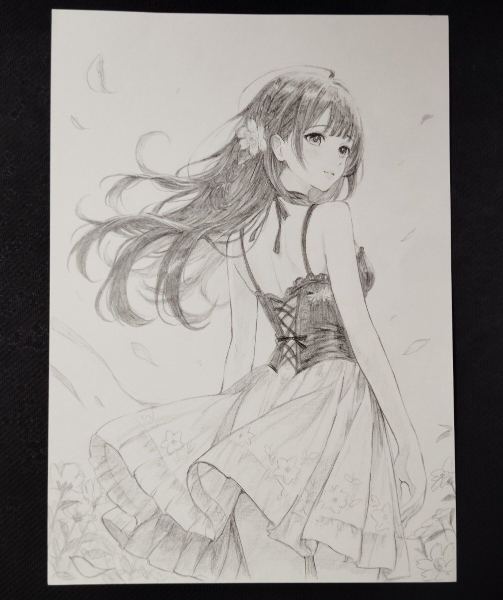  цветок поле . быть установленным девушка * оригинал *A4 размер * ручные иллюстрации ( все возраст предназначенный )