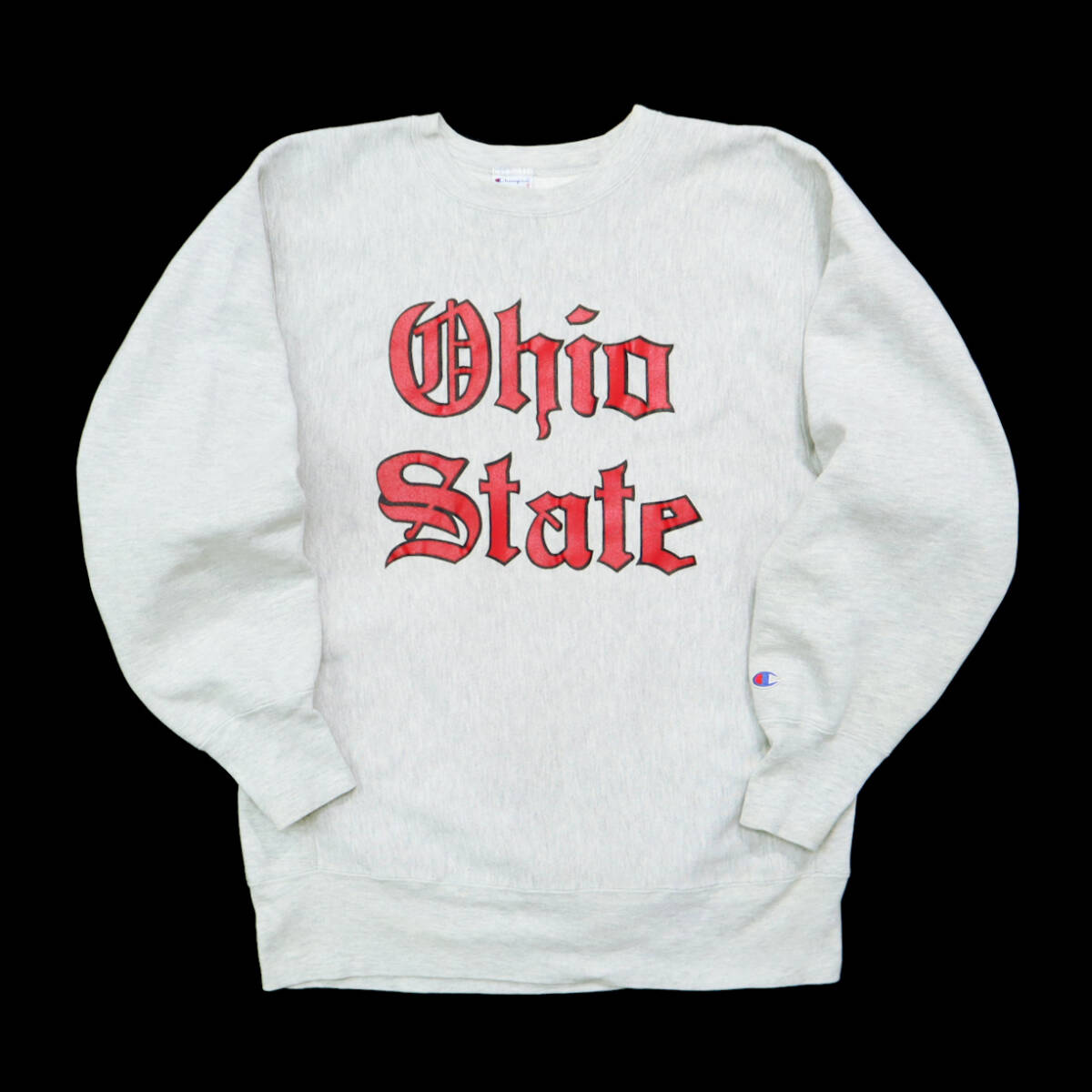 90s CHAMPION チャンピオン OHIO STATE オハイオ州 USA製 リバースウィーブ スウェット 2段プリント トレーナー 古着 ビンテージ XL グレー_画像1