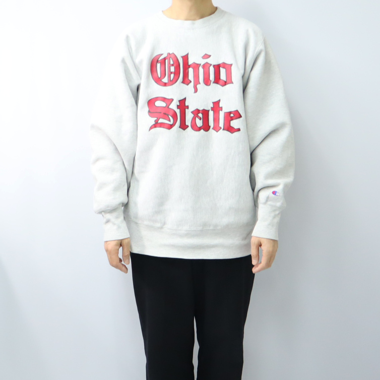 90s CHAMPION チャンピオン OHIO STATE オハイオ州 USA製 リバースウィーブ スウェット 2段プリント トレーナー 古着 ビンテージ XL グレー_画像10