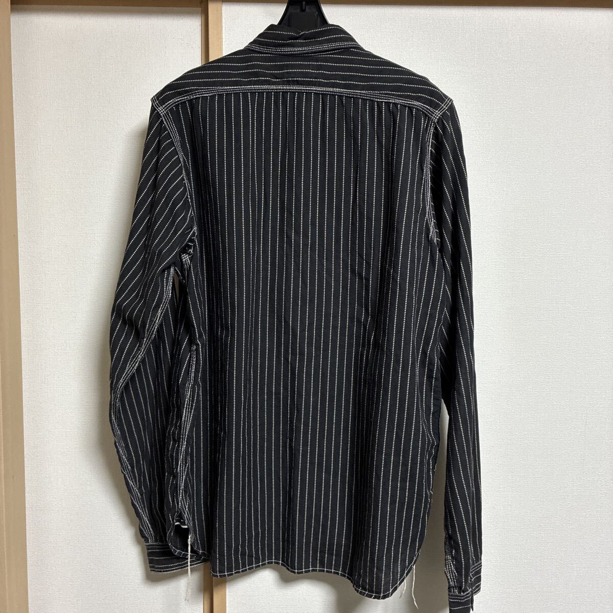 【美品】JOE McCOY 643X ジョーマッコイ 8HOUR UNION 長袖ワークシャツ ウォバッシュストライプ ブラック サイズ16 リアルマッコイズ_画像2