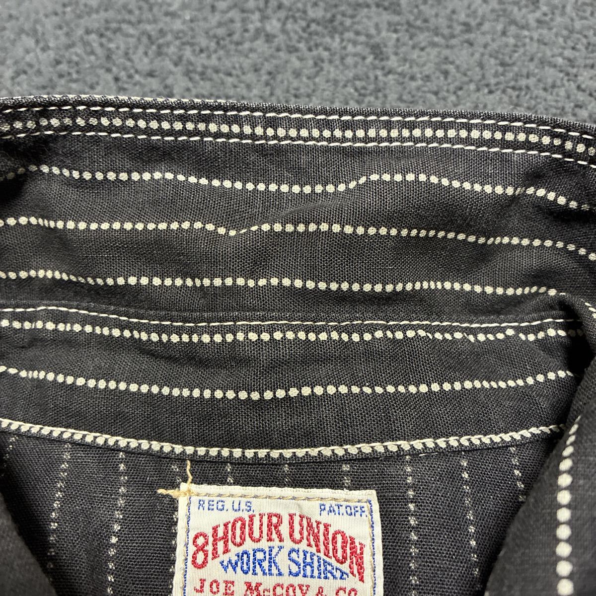 【美品】JOE McCOY 643X ジョーマッコイ 8HOUR UNION 長袖ワークシャツ ウォバッシュストライプ ブラック サイズ16 リアルマッコイズ_画像4