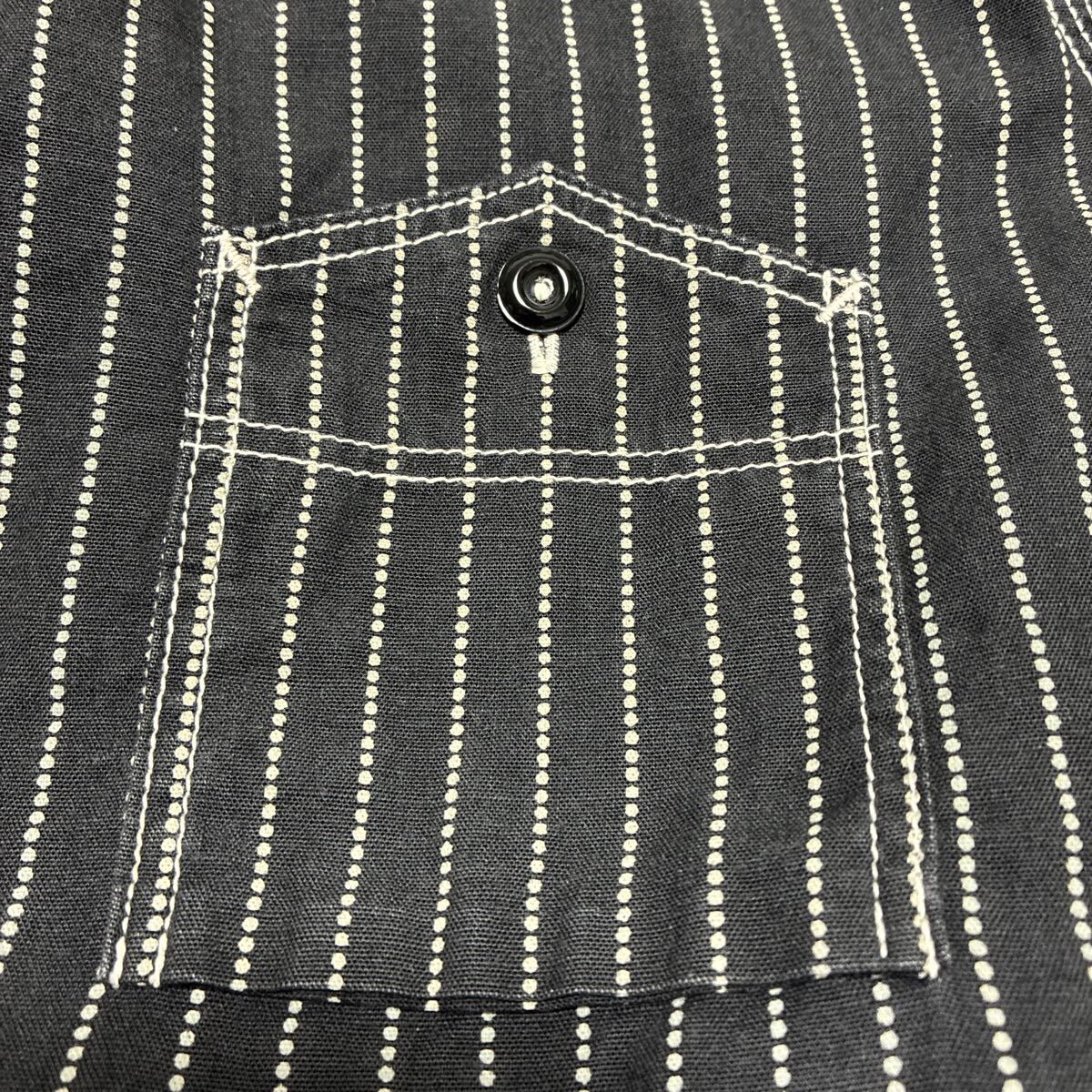 【美品】JOE McCOY 643X ジョーマッコイ 8HOUR UNION 長袖ワークシャツ ウォバッシュストライプ ブラック サイズ16 リアルマッコイズ_画像7