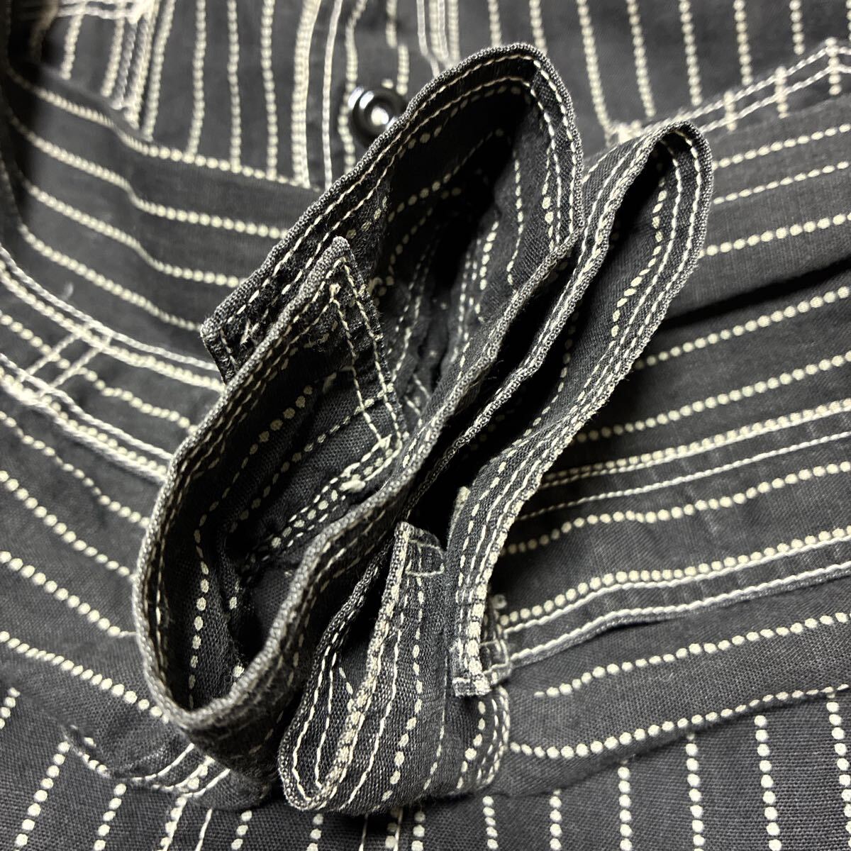 【美品】JOE McCOY 643X ジョーマッコイ 8HOUR UNION 長袖ワークシャツ ウォバッシュストライプ ブラック サイズ16 リアルマッコイズ_画像10