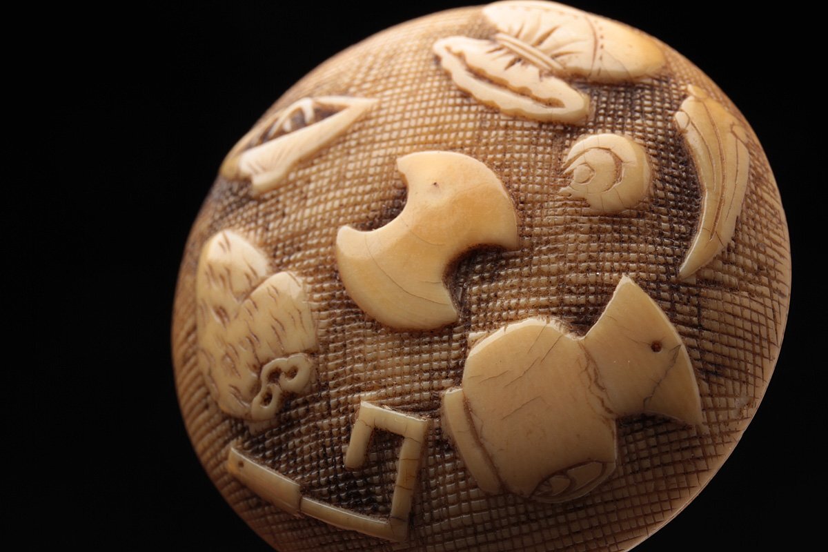 FD973 времена .. предмет старый .[.. map ]. голова netsuke диаметр 4cm*. netsuke * старый netsuke кейс для печати дым . входить оборудование орнамент .. предмет старый изобразительное искусство 