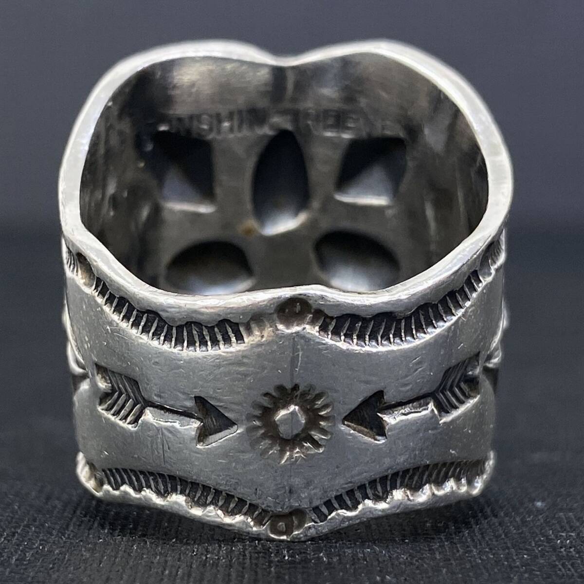 NAVAJO ナバホ Sunshine Reeves サンシャインリーブス シルバー925 ネイティブ アロー スタンプワーク デザイン リング 指輪 バングル 24号_画像6