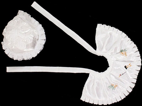 男の子 女の子 兼用 お宮参りフード２点セット刺繍入り 白 hudx01（送料込み）_画像2