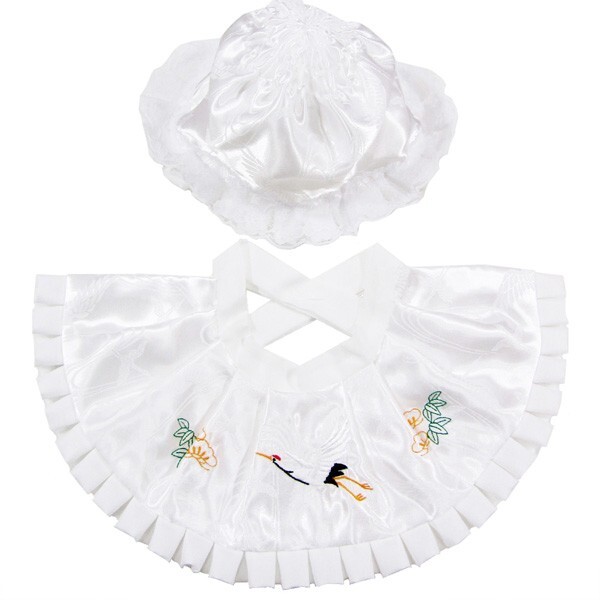 男の子 女の子 兼用 お宮参りフード２点セット刺繍入り 白 hudx01（送料込み）_画像1