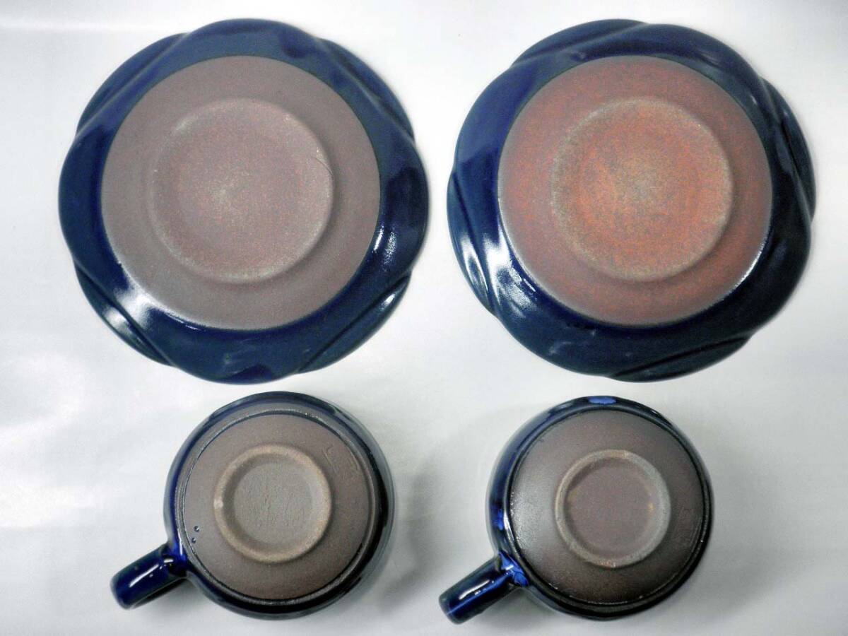 カップ＆ソーサー【オーストラリア絵柄皿 ペアカップ/在銘】青釉/コーヒー/紅茶/未使用・美品_画像4