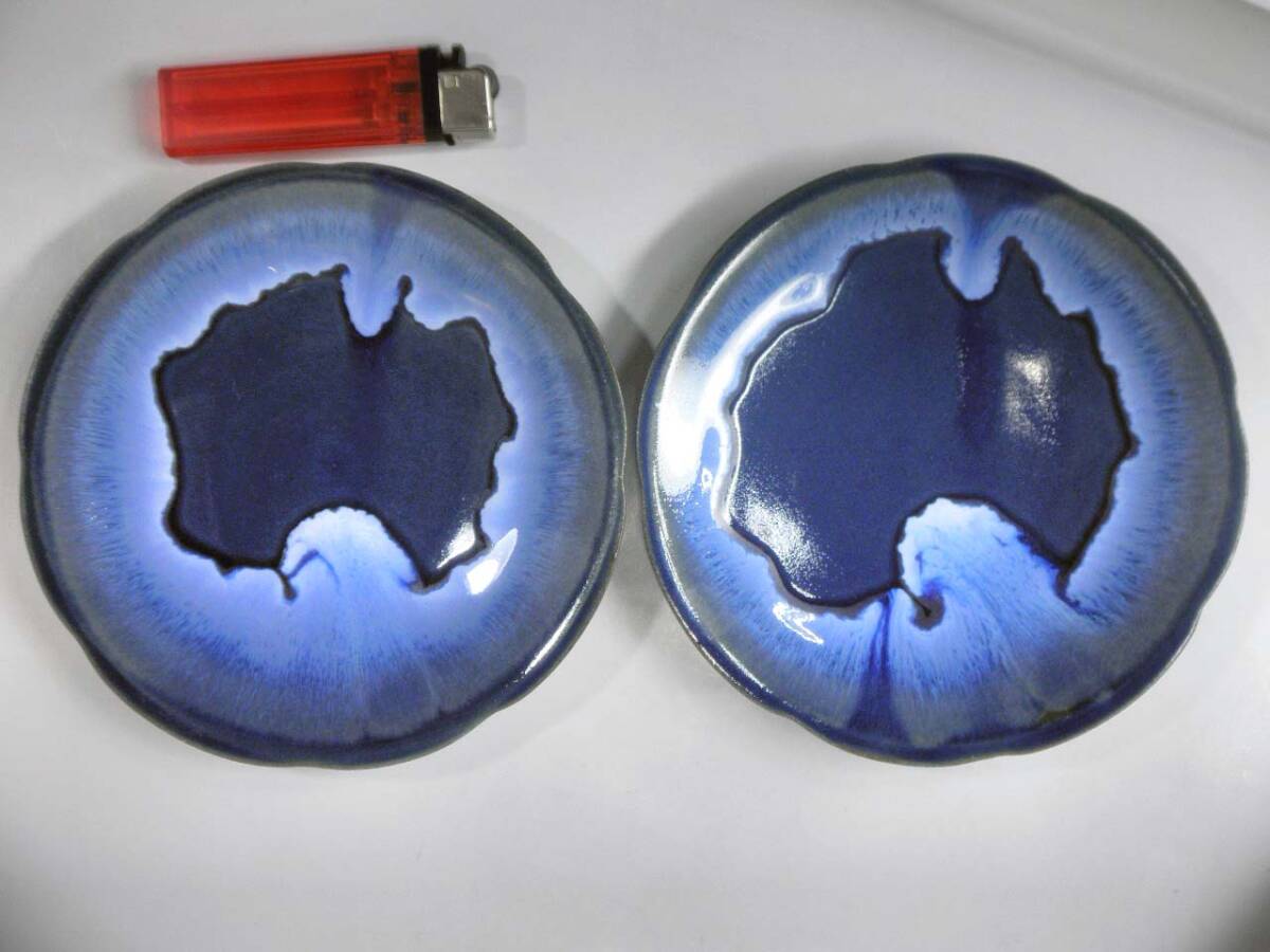 カップ＆ソーサー【オーストラリア絵柄皿 ペアカップ/在銘】青釉/コーヒー/紅茶/未使用・美品_画像6