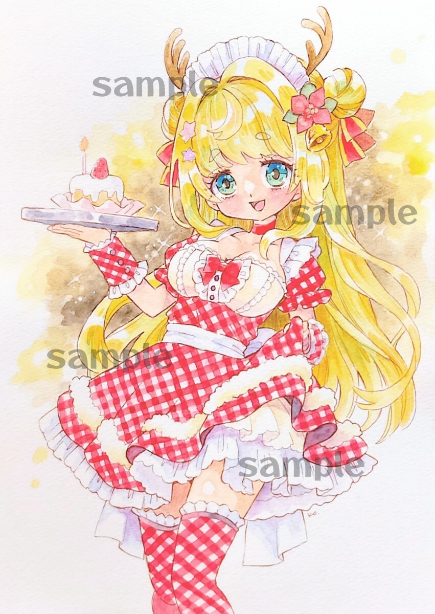 B5 оригинал ручные иллюстрации исходная картина Рождество девочка 