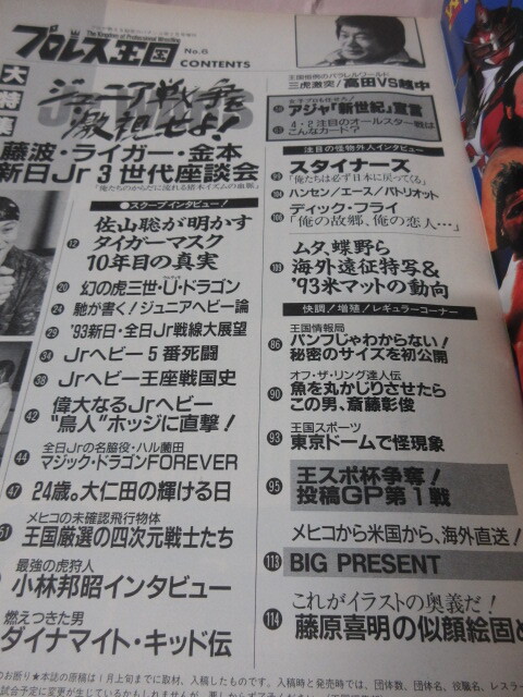 「プロレス王国」1993 No.6 金本 藤波 ライガー 佐山 ウルティモ マジックドラゴン 大仁田 KKベストセラーズ_画像4