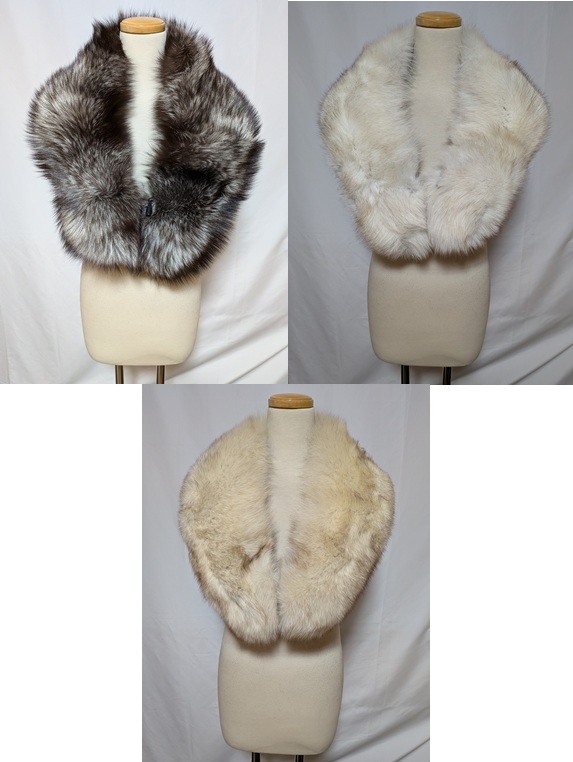 【k-77】◆フォックス(シルバー・ブルー)◆大判ショール◆3点セット◆同梱可◆_画像1