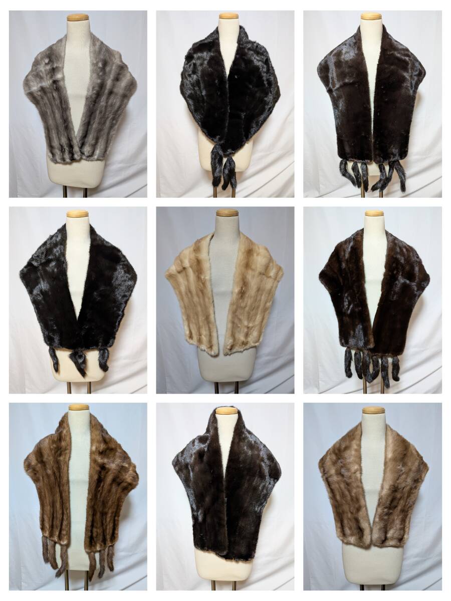 【k-88】◆高級ミンク(サファイア・ダーク・デミバフ・パステル)◆大判ショール◆9点セット◆同梱可◆_画像1