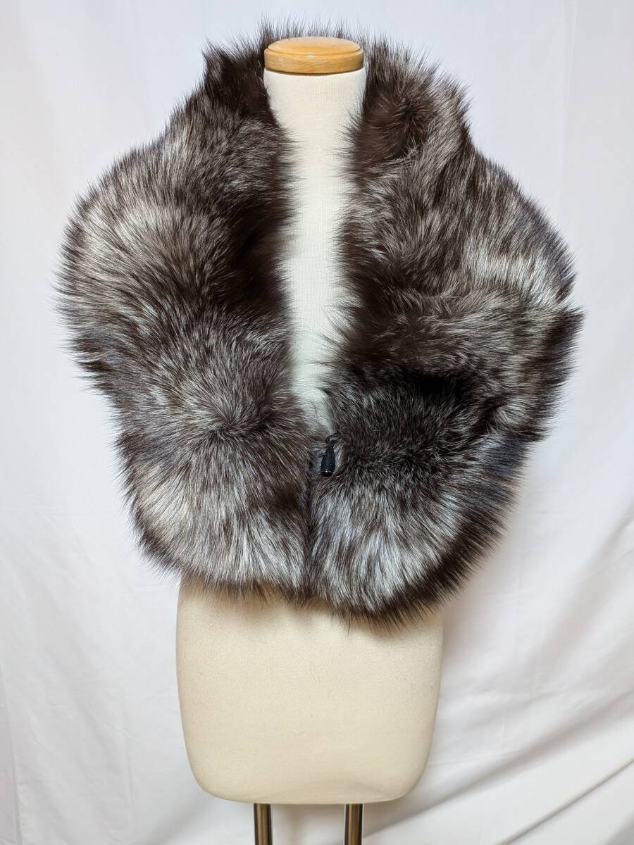 【k-77】◆フォックス(シルバー・ブルー)◆大判ショール◆3点セット◆同梱可◆_画像2