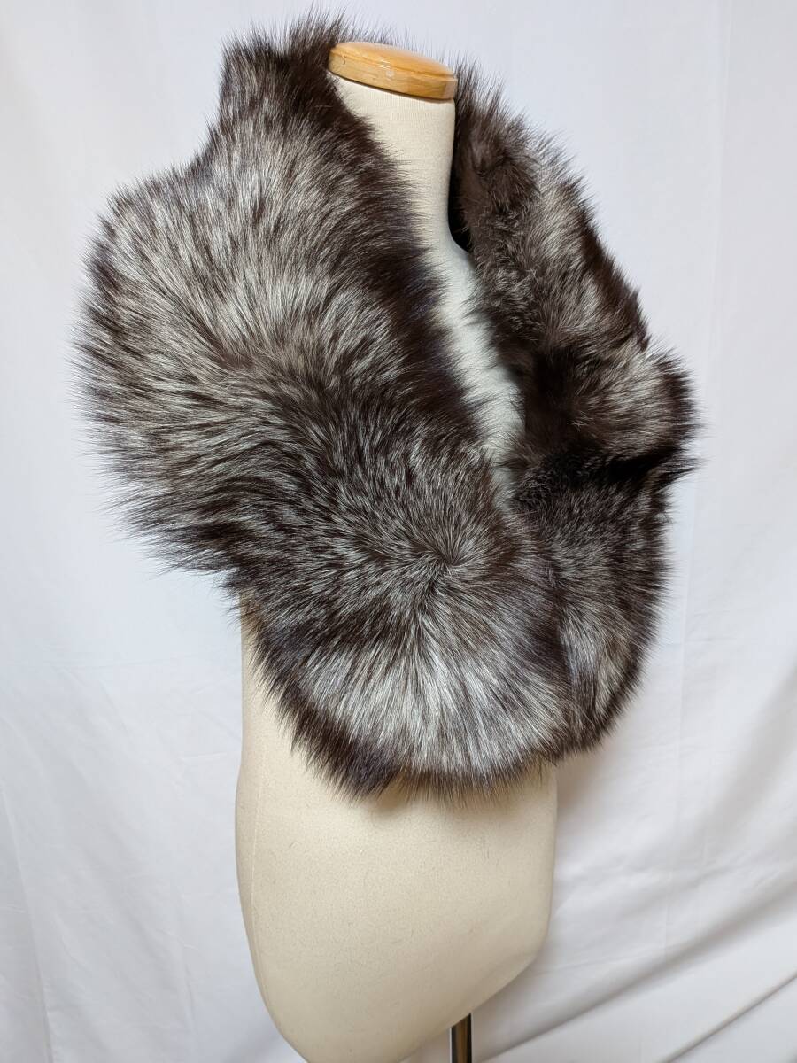 【k-77】◆フォックス(シルバー・ブルー)◆大判ショール◆3点セット◆同梱可◆_画像3