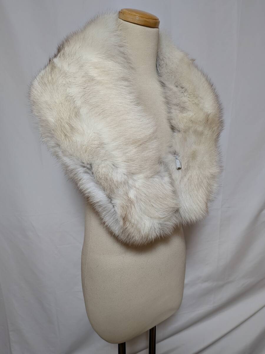 【k-77】◆フォックス(シルバー・ブルー)◆大判ショール◆3点セット◆同梱可◆_画像5