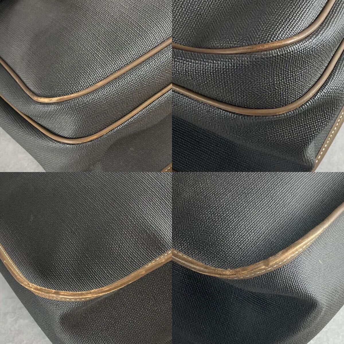 A4 dunhill ダンヒル メッセンジャーバッグ ショルダーバッグ グレー レザー 本革 斜めがけ クロスボディ フラップ メンズ 大容量_画像7