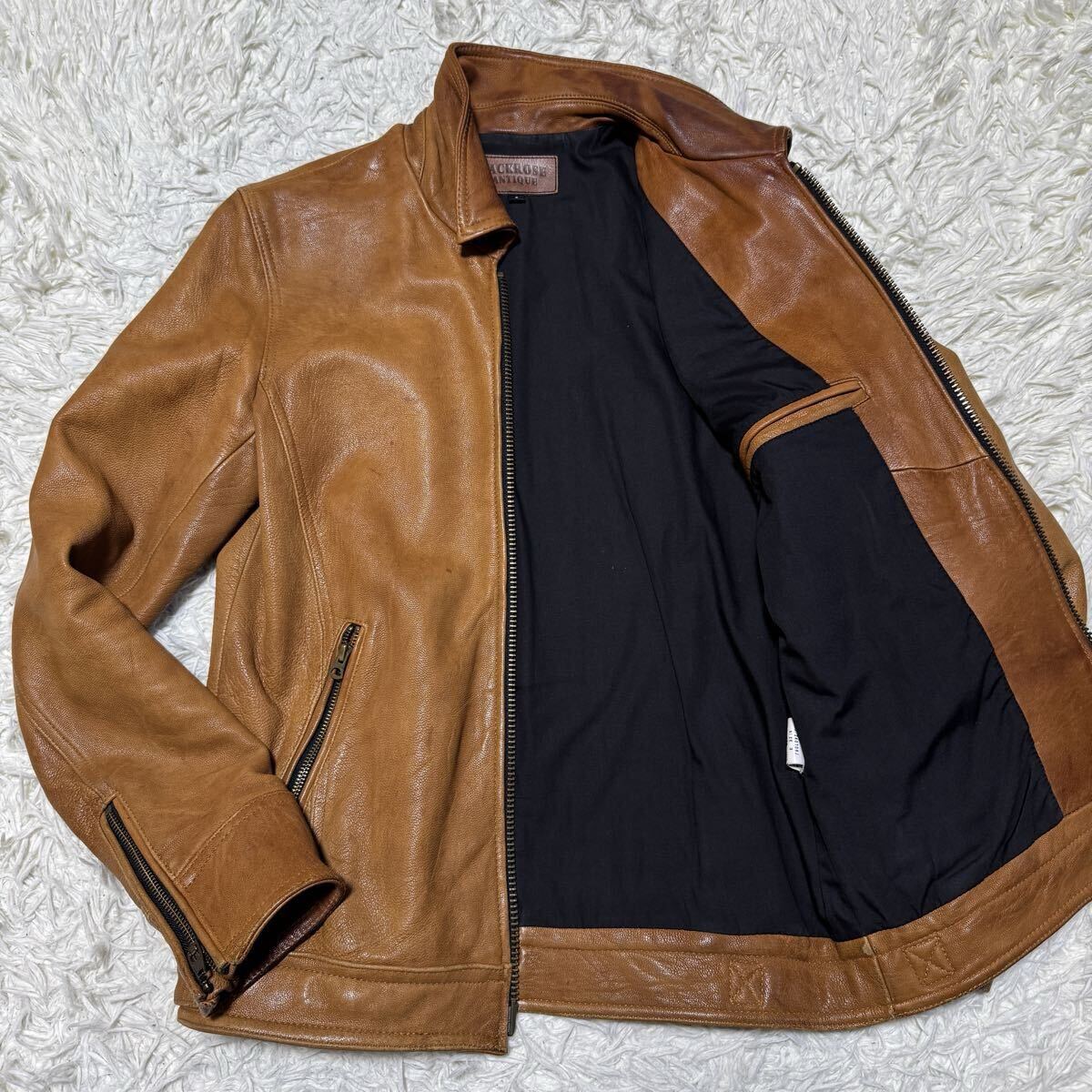 Lサイズ 3 JACKROSE ジャックローズ レザージャケット ライダースジャケット 羊革 ラムレザー キャメル ブラウン 茶色 メンズ 紳士服 秋冬_画像1
