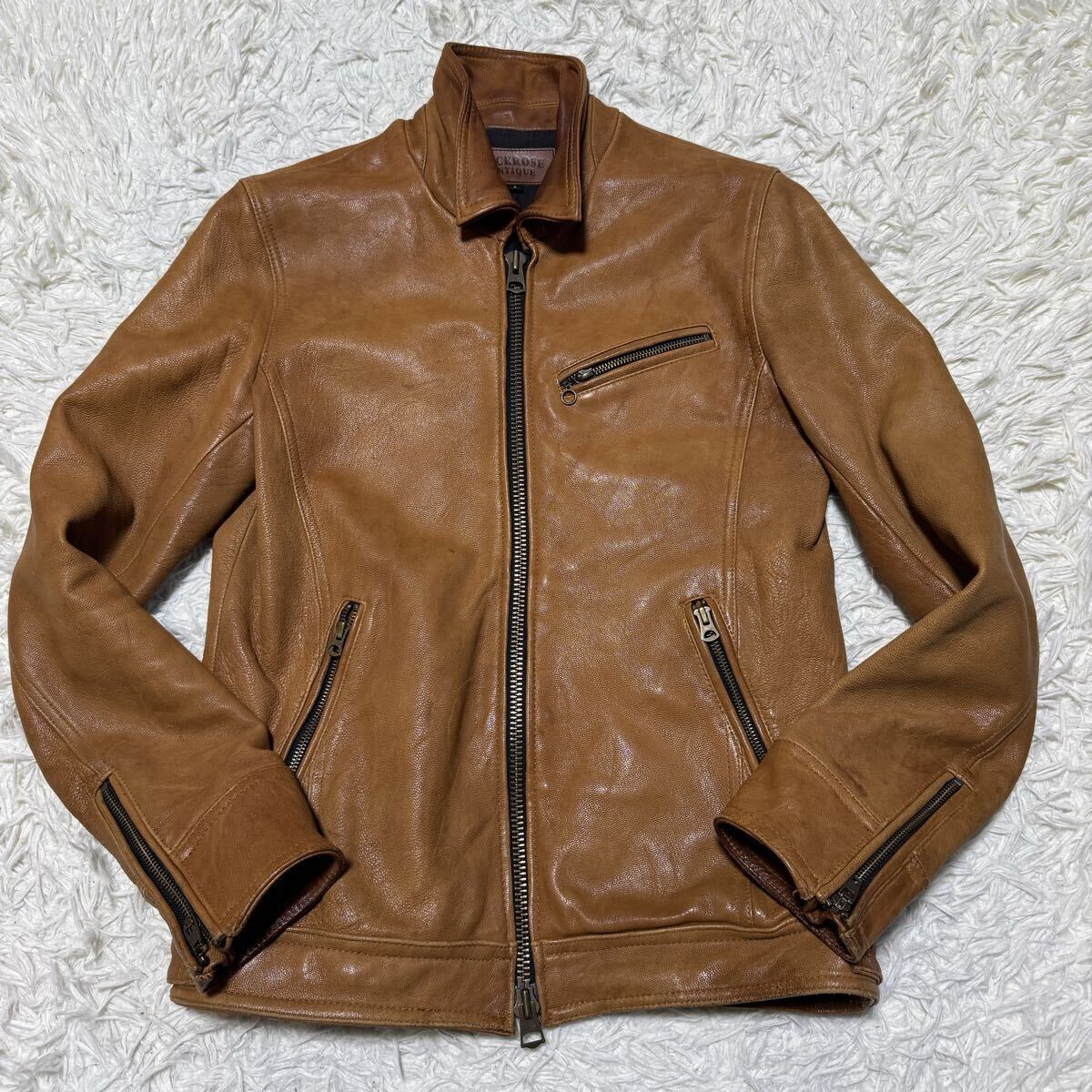 Lサイズ 3 JACKROSE ジャックローズ レザージャケット ライダースジャケット 羊革 ラムレザー キャメル ブラウン 茶色 メンズ 紳士服 秋冬_画像2