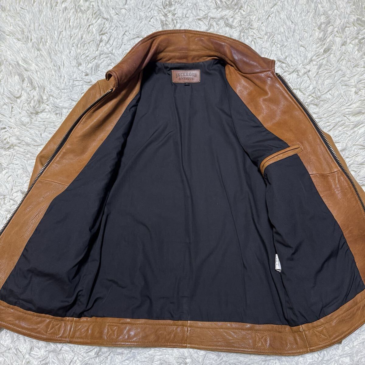 Lサイズ 3 JACKROSE ジャックローズ レザージャケット ライダースジャケット 羊革 ラムレザー キャメル ブラウン 茶色 メンズ 紳士服 秋冬_画像4