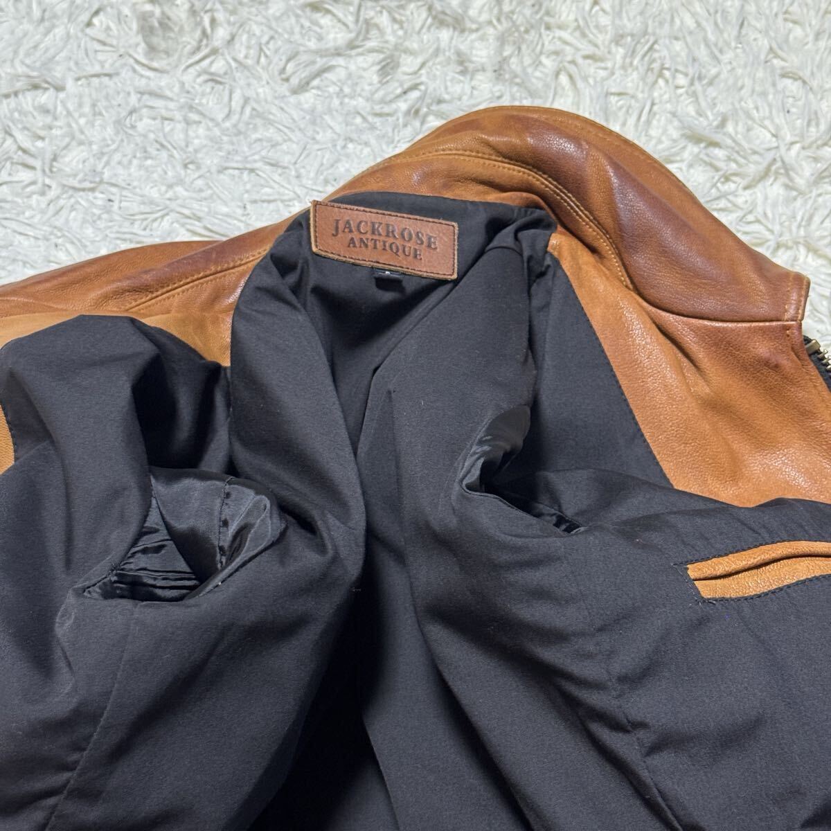 Lサイズ 3 JACKROSE ジャックローズ レザージャケット ライダースジャケット 羊革 ラムレザー キャメル ブラウン 茶色 メンズ 紳士服 秋冬_画像8