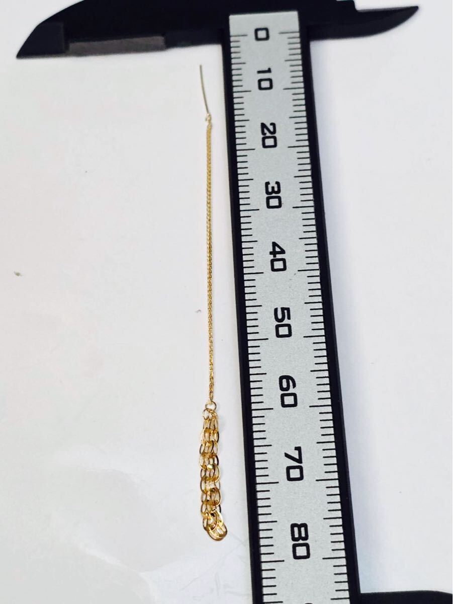 K18金　チェーンピアス　イエローゴールド　キラキラ　ロングチェーン　カジュアル　おしゃれ_画像8