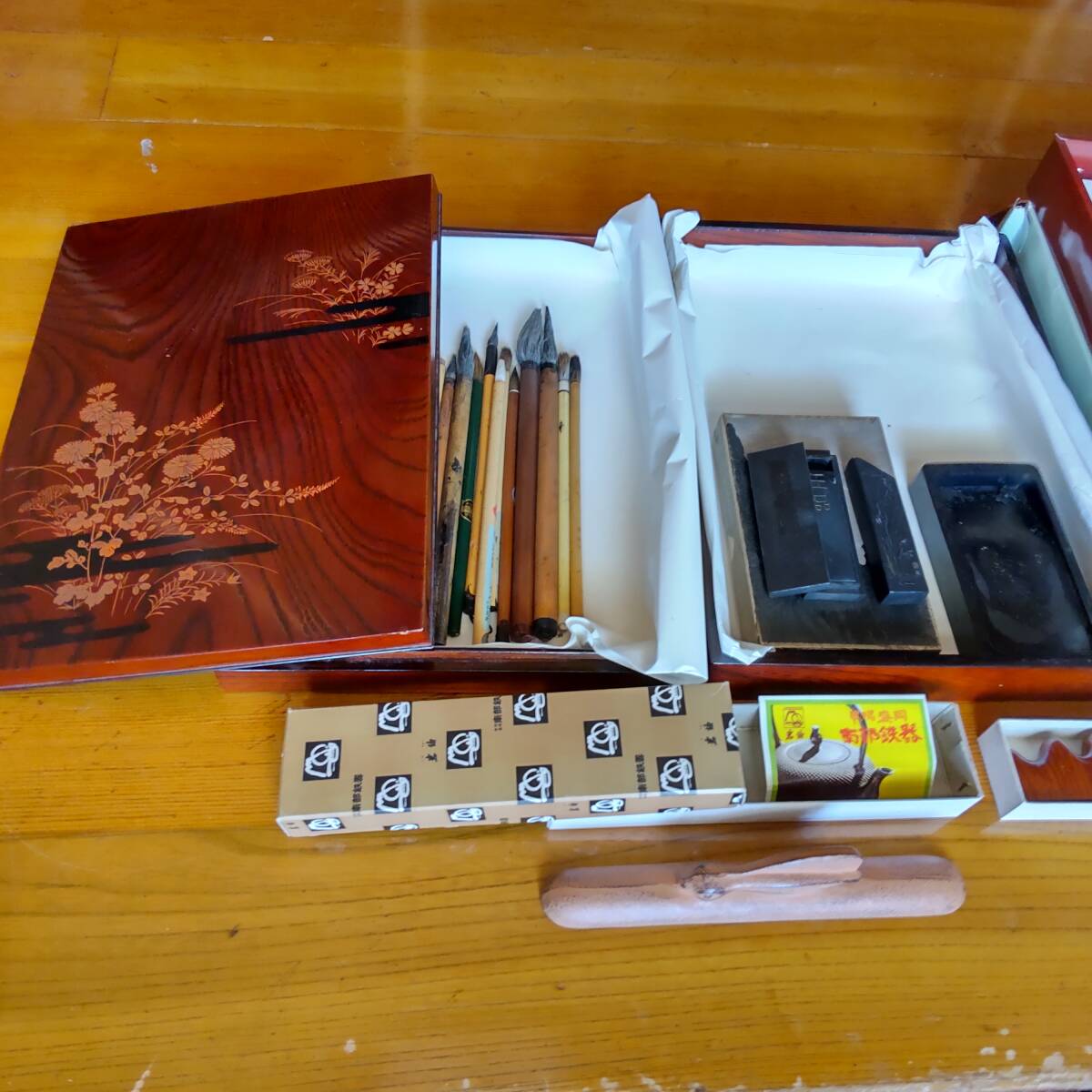 書道具 まとめ 筆 文鎮 南部鉄器 墨 すずり 習字道具 セット_画像2