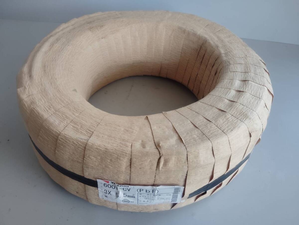 YAZAKI　ヤザキ　600V-CV (PbF)　3×5.5　100m　2025年製　27kg　未使用品　送料無料(沖縄・離島除く）※商品説明必ずお読みください_画像3