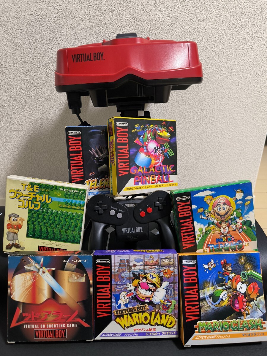 【本体+ソフト7本いずれも動作品】バーチャルボーイ 本体＋ソフト7本セット ワリオランド/マリオクラッシュ 他　_画像1