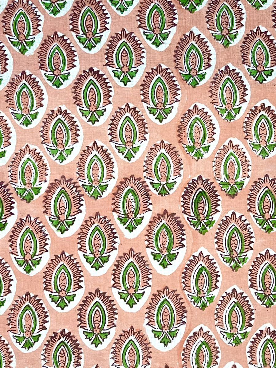 インド ブロックプリント 生地 布 ファブリック 新品 ハンドブロックプリント コットン インド綿 50_画像1