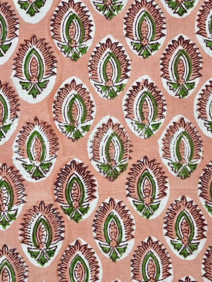 インド ブロックプリント 生地 布 ファブリック 新品 ハンドブロックプリント コットン インド綿 50_画像6