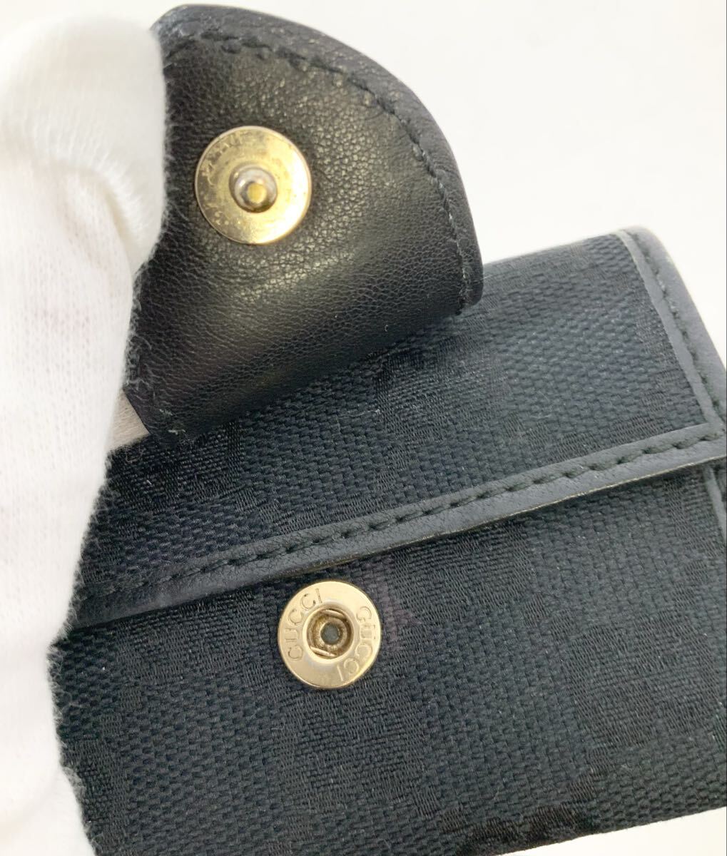 【15】キーケース　キーホルダー　グッチ　GUCCI　GGキャンバス　ハートモチーフ　6連　ブラック　レディース　金具ロゴ　イタリア製　中古_画像9