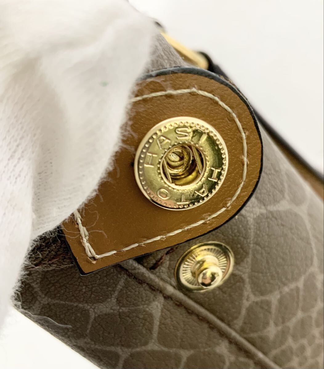 【15】ハンドバッグ　トートバッグ　ニナリッチ　NINA RICCI　アニマル柄　レディース　ブラウン系　レザー　ロゴ金具　オールド　中古_画像8