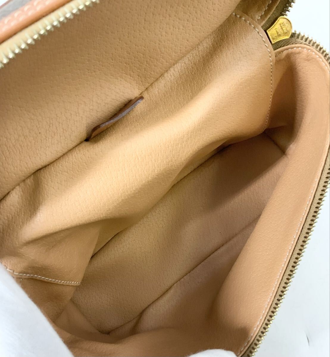 【15】ハンドバッグ バニティバッグ セリーヌ CELINE マカダム柄 トリオンフ オールド レディース ブラウン系 化粧ポーチ 中古_画像4