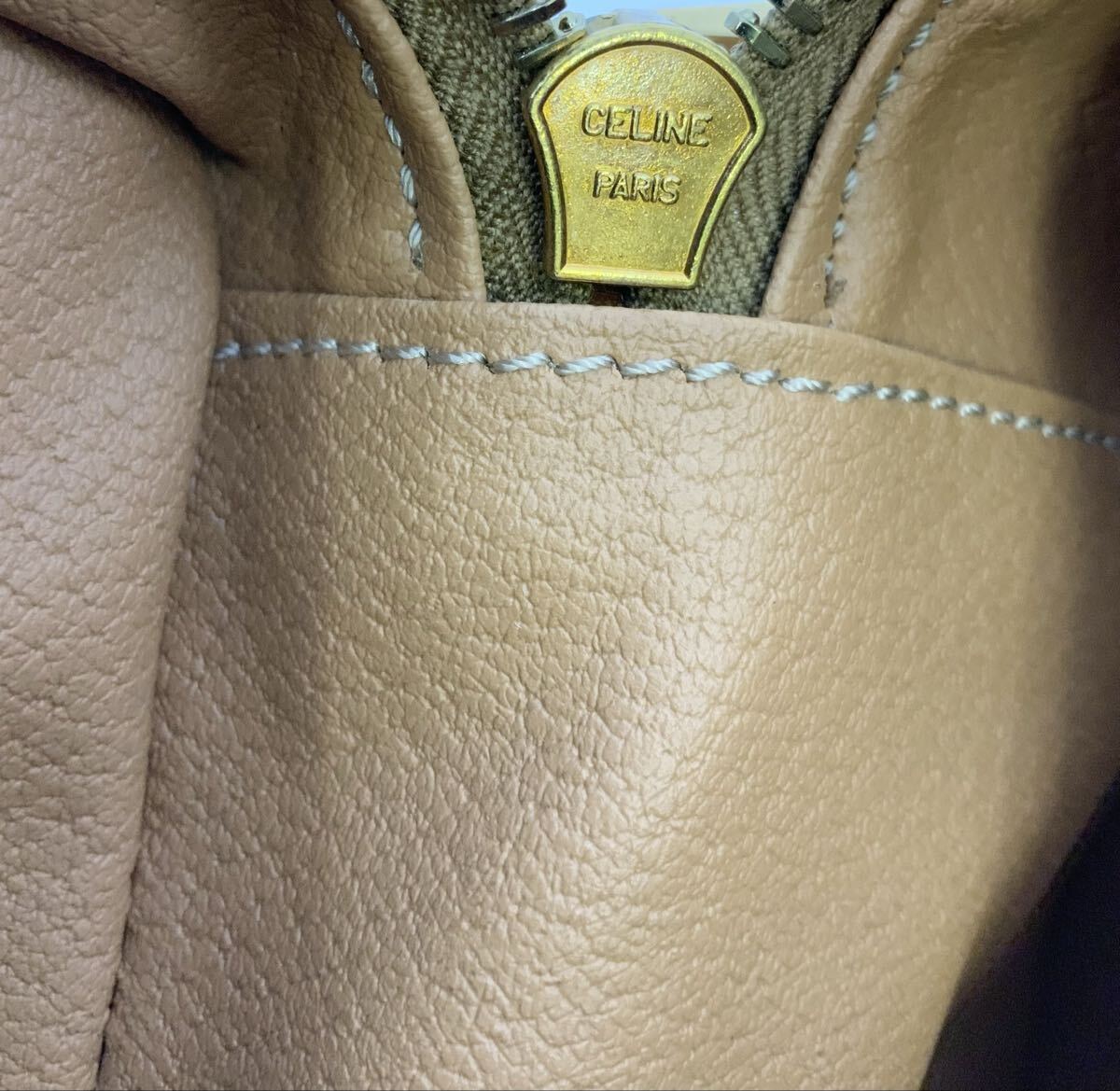 【15】ハンドバッグ バニティバッグ セリーヌ CELINE マカダム柄 トリオンフ オールド レディース ブラウン系 化粧ポーチ 中古_画像8