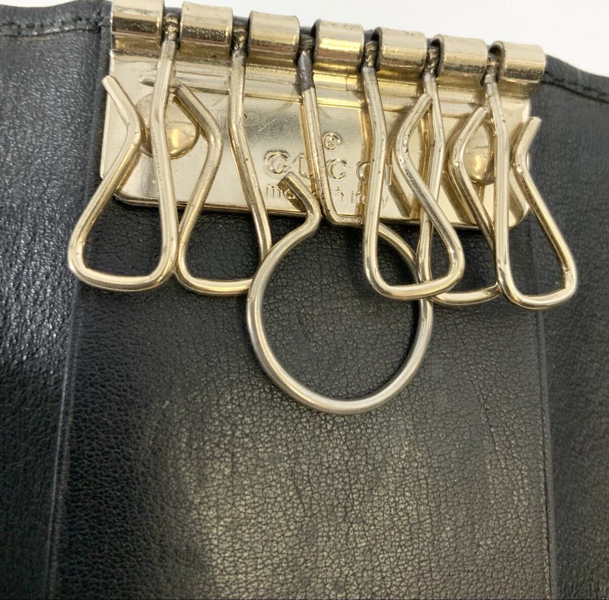 【15】キーケース　キーホルダー　グッチ　GUCCI　GGキャンバス　ハートモチーフ　6連　ブラック　レディース　金具ロゴ　イタリア製　中古_画像7