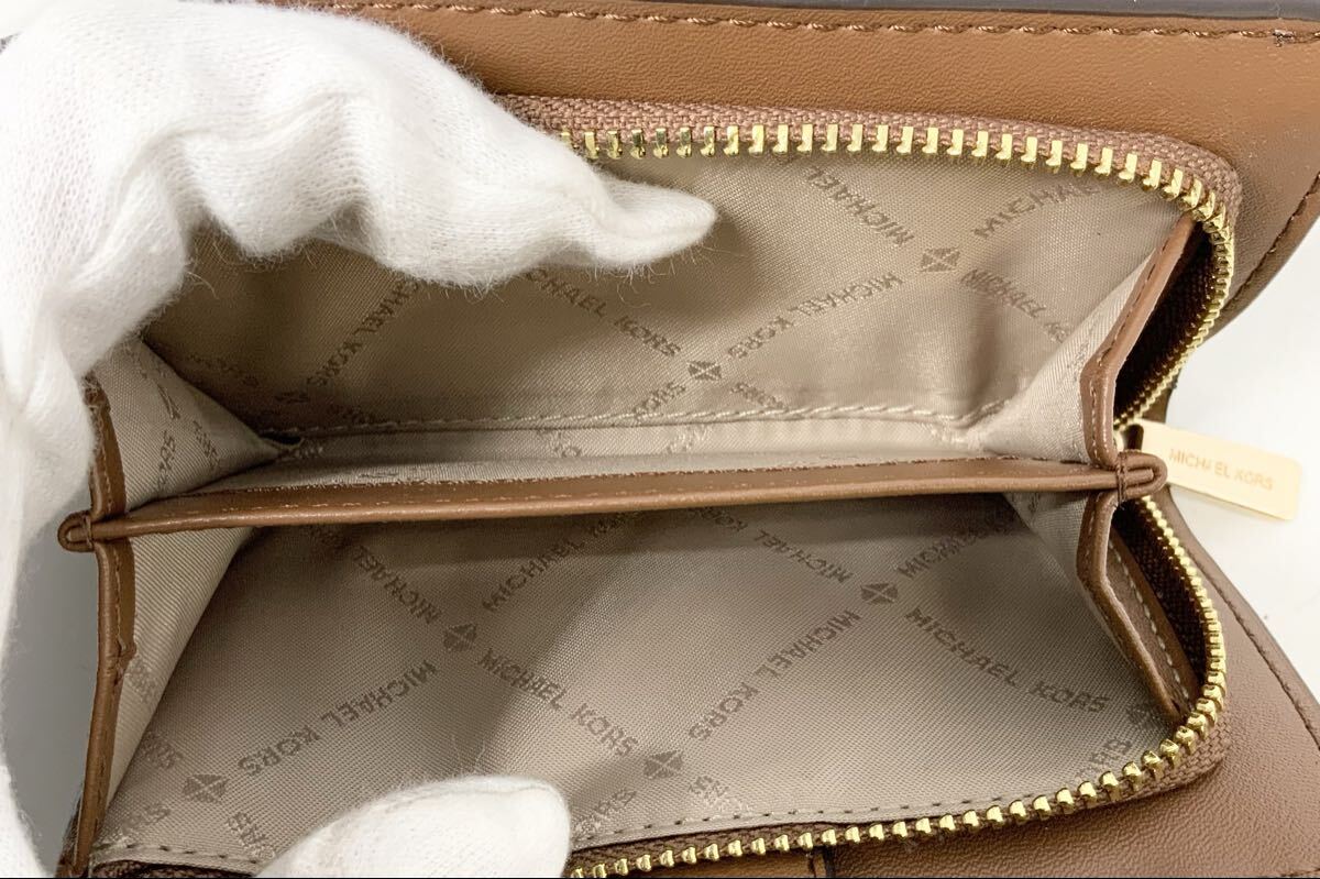 【15】財布 二つ折り財布 マイケルコース MICHAEL KORS 35F8GTVF2B MKシグネチャー 総柄 ブラウン レディース ビルフォールド 中古_画像7