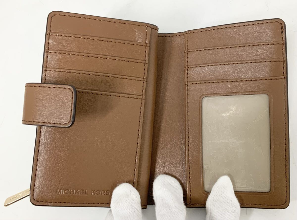 【15】財布 二つ折り財布 マイケルコース MICHAEL KORS 35F8GTVF2B MKシグネチャー 総柄 ブラウン レディース ビルフォールド 中古_画像5