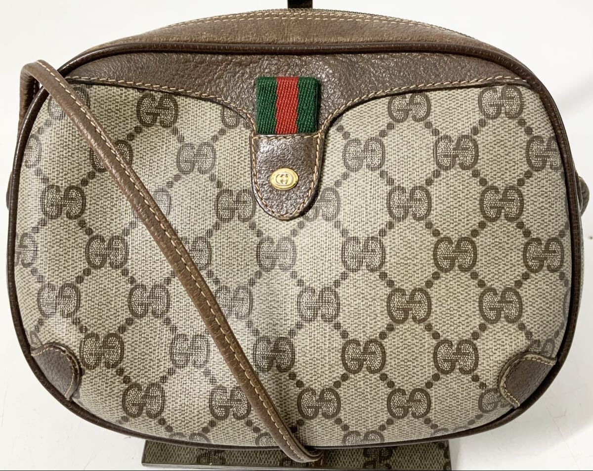 【15】ショルダーバッグ 斜めがけカバン オールドグッチ GUCCI 156.02.066 GGプラス シェリーライン レディース ベージュ系 中古_画像1