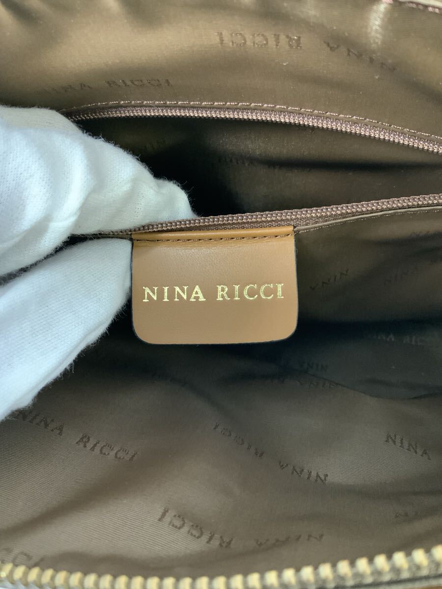 【15】ハンドバッグ　トートバッグ　ニナリッチ　NINA RICCI　アニマル柄　レディース　ブラウン系　レザー　ロゴ金具　オールド　中古_画像5